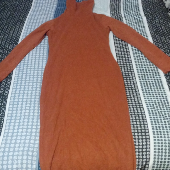 Turtle neck fuzzy sweater dress - Picture 2 of 3